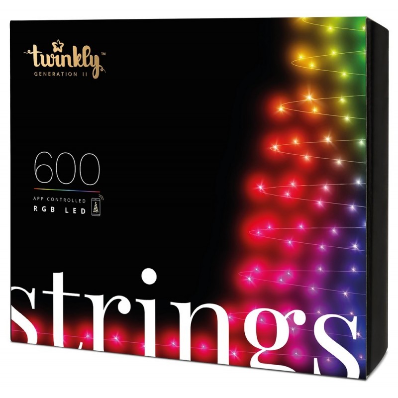 Twinkly STRINGS Luci di Natale Smart 600 Led RGB II Generazione Cavo Nero